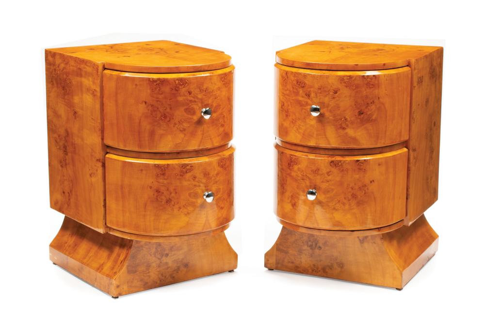 Appraisal: Pair of Art Deco-Style Nightstands two drawers h in w