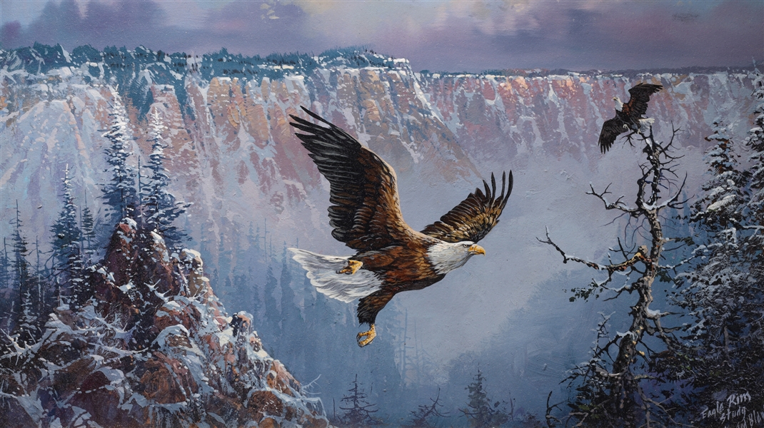 Appraisal: Oil on board painting titled Eagle Rim Study by Ted