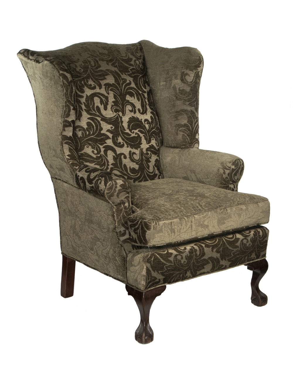 Appraisal: CUSTOM WING CHAIR Chippendale Style Mahogany Wing Chair custom made