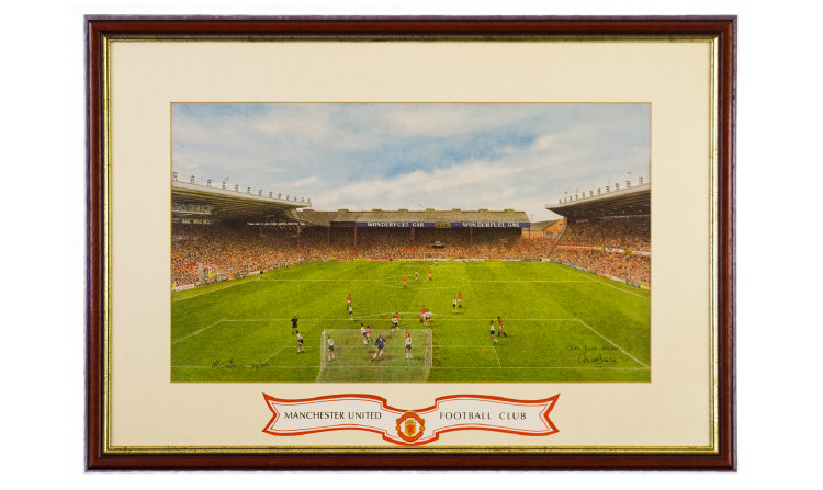 Appraisal: Framed Print of the Original Old Trafford signed by Sir