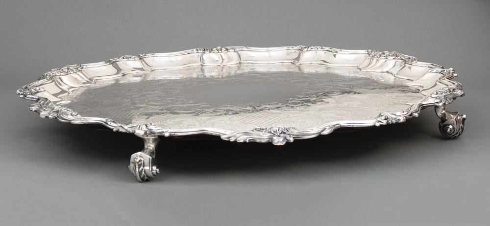 Appraisal: Large and Impressive Old Sheffield Plate Tray th c serpentine