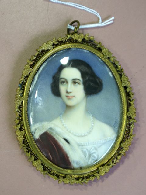 Appraisal: A late th century Continental School oval portrait miniature of