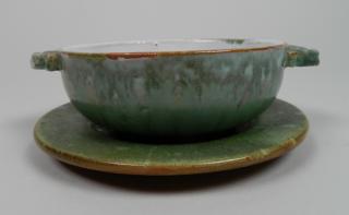 Appraisal: Whitney Atchley Pottery soup bowl and underplate Whitney Atchley Pottery