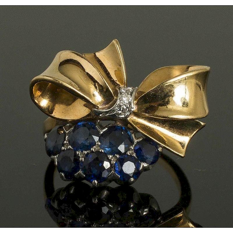 Appraisal: Bailey Banks Biddle Sapphire Diamond Ring k gold bow ring