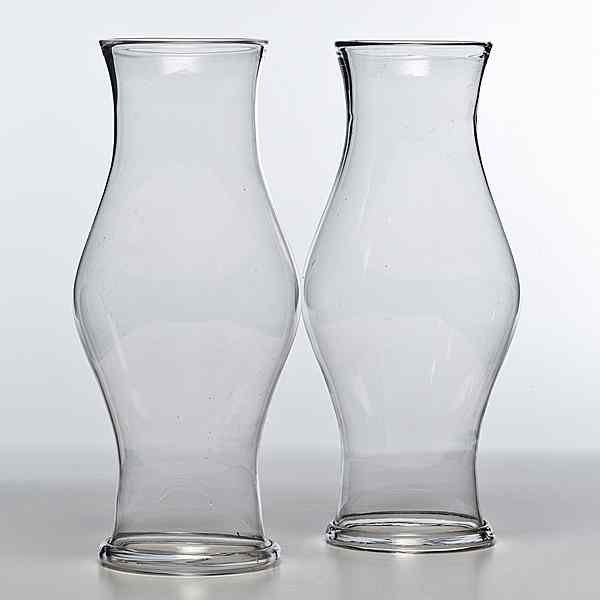 Appraisal: Blown Glass Hurricane Shades American th century a pair of