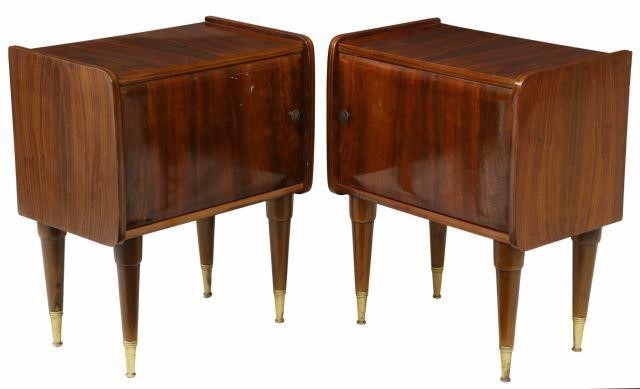 Appraisal: pair Italian mid-century modern rosewood bedside cabinets c s rectangular