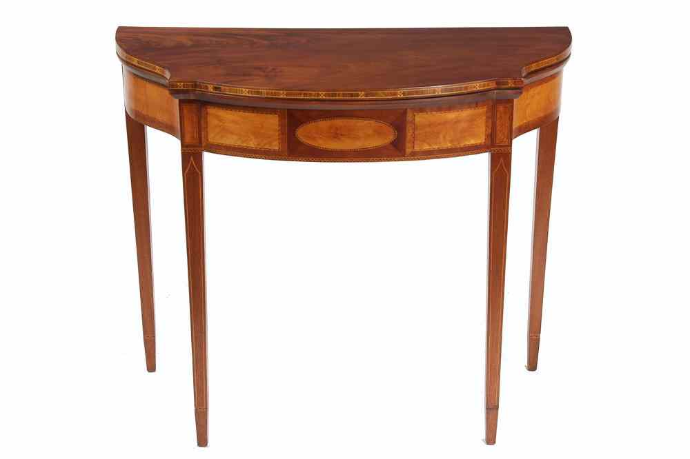 Appraisal: HEPPLEWHITE CARD TABLE - Hepplewhite Bow Front Card Table in