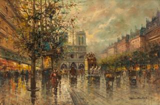 Appraisal: ANTOINE BLANCHARD FRENCH - Notre Dame de Paris oil on