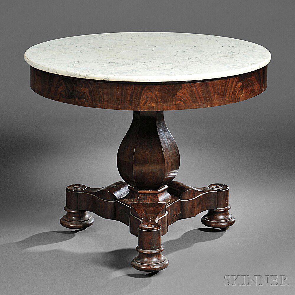 Appraisal: Classical Mahogany and Mahogany Veneer Center Table probably Boston Massachusetts