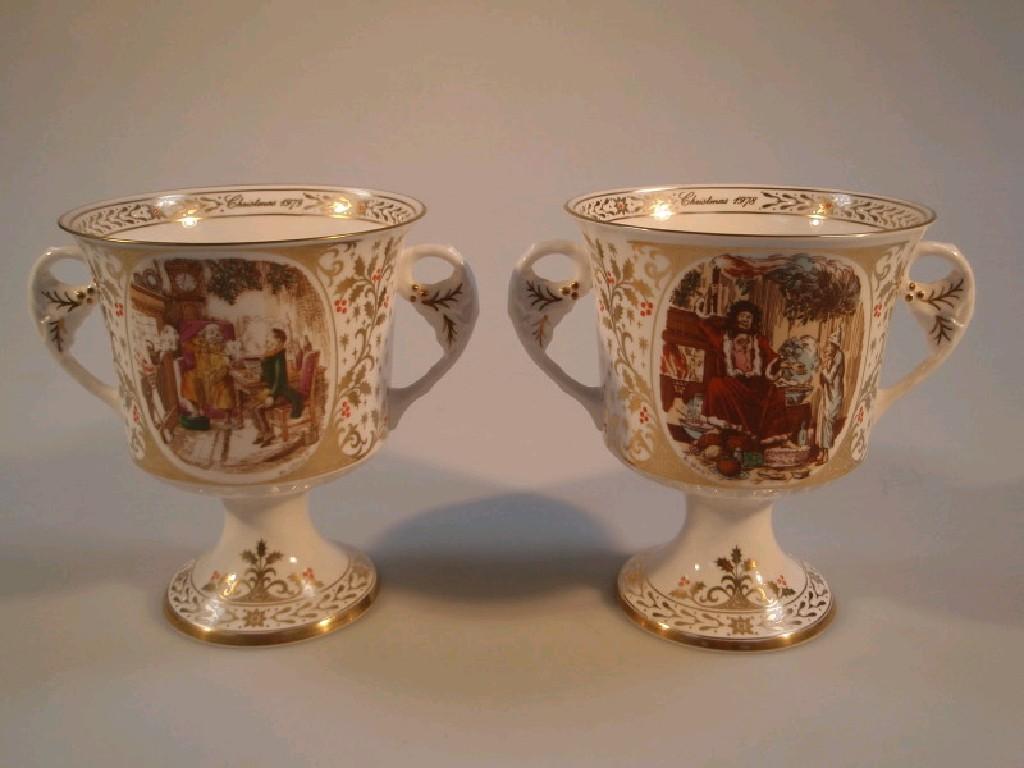 Appraisal: A Caverswall China Company Christmas goblet for with certificate together