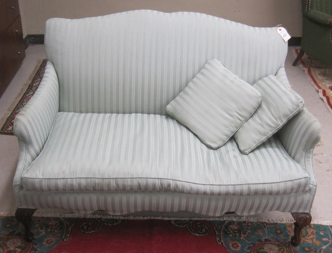 Appraisal: CHIPPENDALE STYLE UPHOLSTERED SETTEE American early th century with later