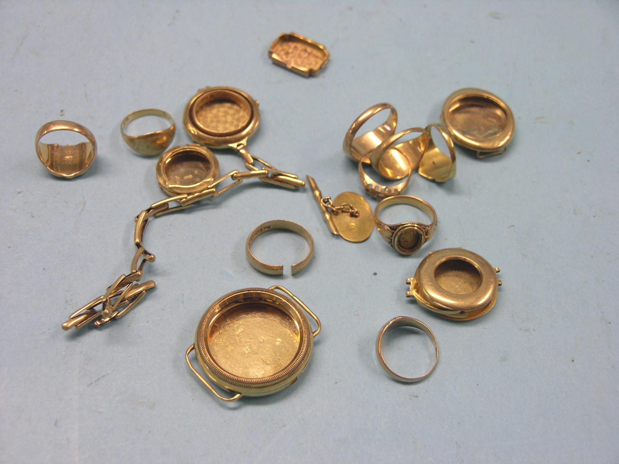 Appraisal: ct gold wristwatch cases rings etc grams total