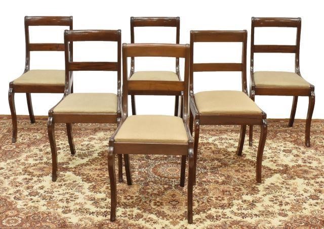 Appraisal: lot of Regency style mahogany dining chairs rolled top rail