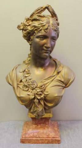 Appraisal: Antique Dore Bronze Bust of a Woman On a marble