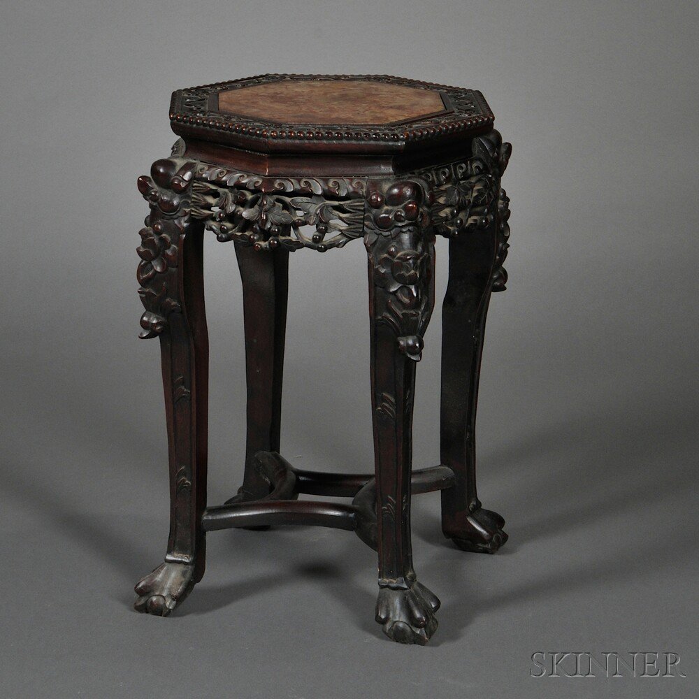 Appraisal: Export Marble-top Stand China the octagonal top with a floral