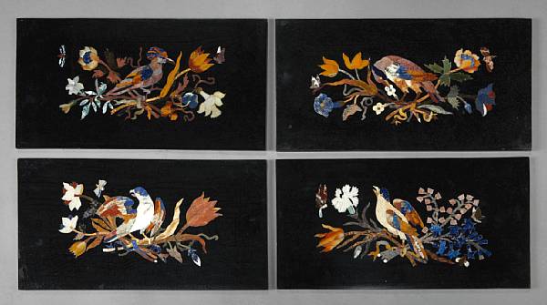 Appraisal: A set of four Italian pietra dura panels Each centered