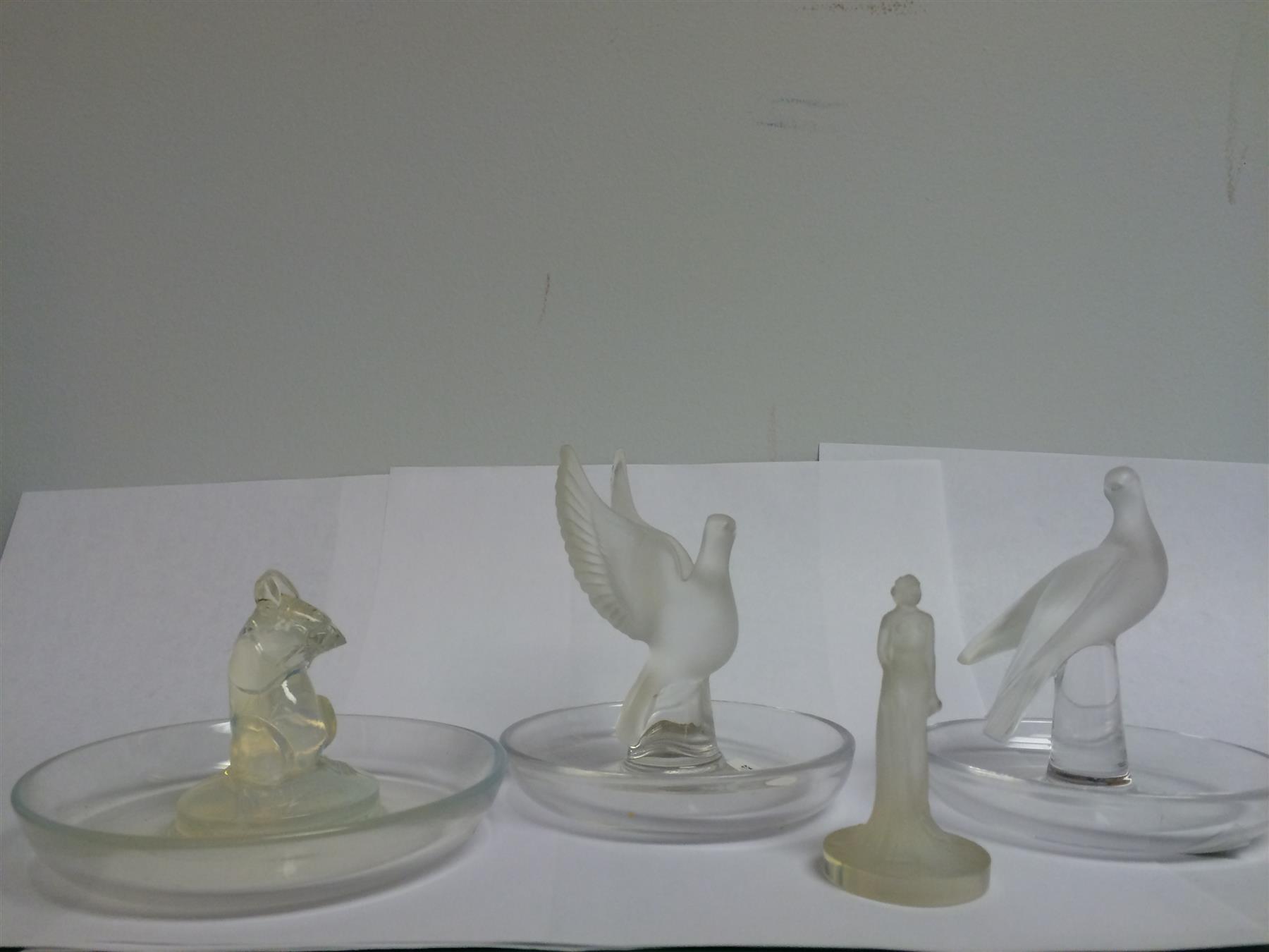 Appraisal: FIVE PIECES OF LALIQUE GLASS France mid th century Clear