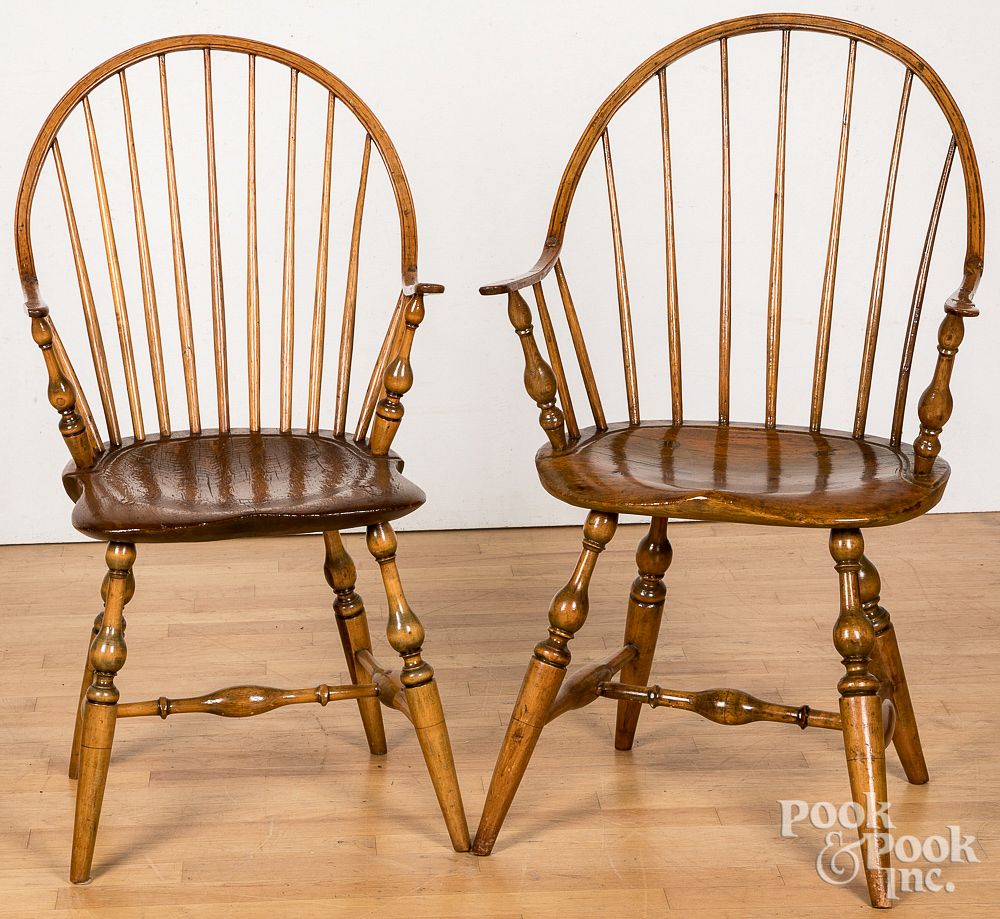 Appraisal: Two continuous arm Windsor chairs ca Two continuous arm Windsor