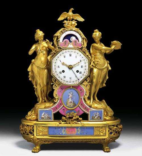 Appraisal: IMPORTANT CLOCK AUX BACCHANTES MUSICIENNES Louis XVI one plaque signed