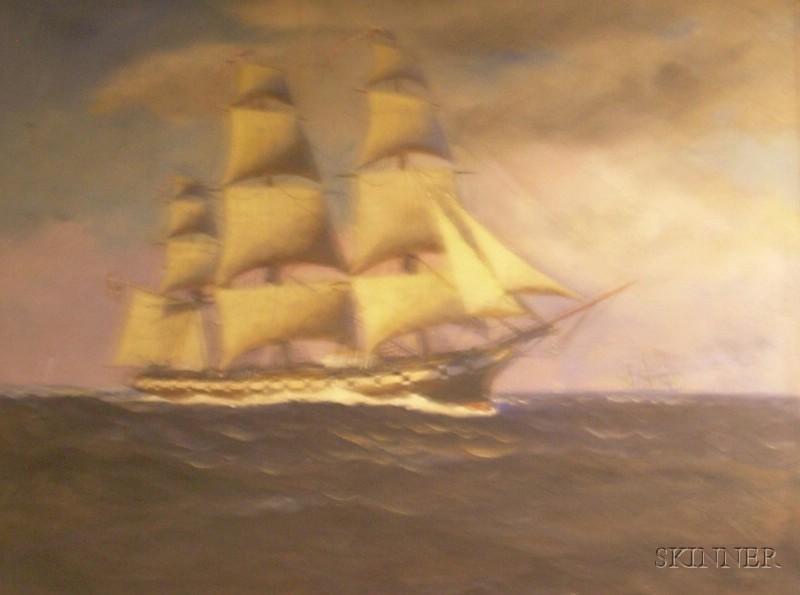 Appraisal: Framed Oil on Canvas Portrait of the USS Constitution inscribed