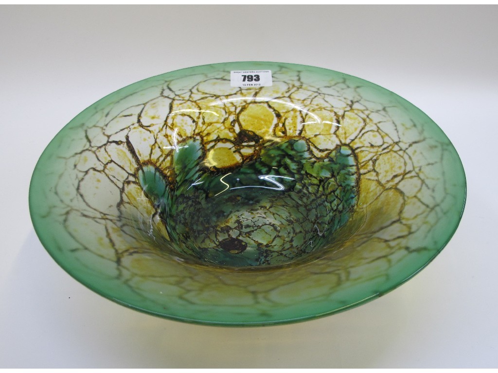 Appraisal: Art Glass bowl in green yellow