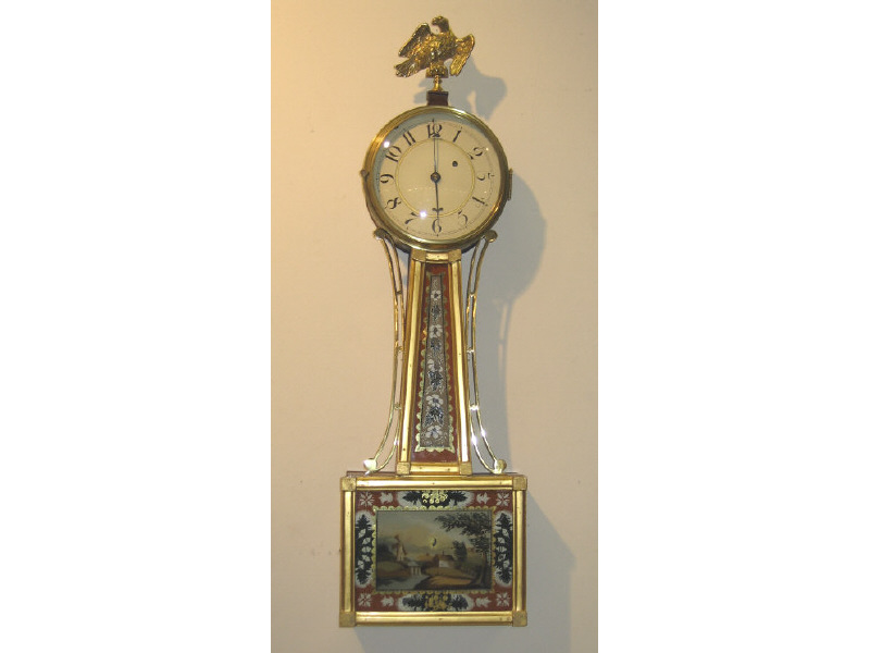 Appraisal: AMERICAN TH CENTURY BANJO CLOCK Full figure gilt metal eagle