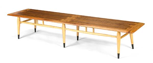 Appraisal: A Lane Acclaim Series oak and walnut inlaid coffee table