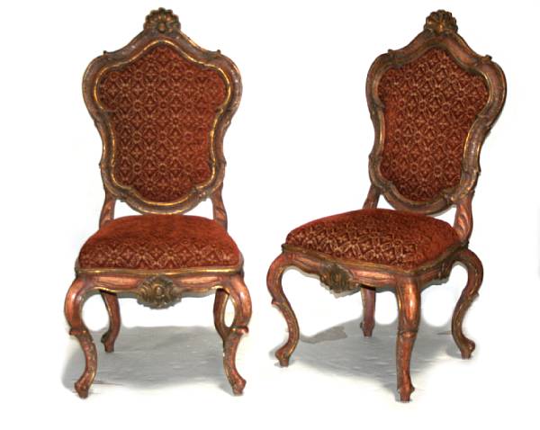 Appraisal: A pair of Venetian Rococo style parcel gilt painted side