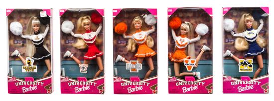 Appraisal: Sale Lot Five University Barbies model including University of Michigan-Ann