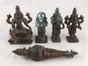 Appraisal: A group of five various bronze Hindu deities largest approx