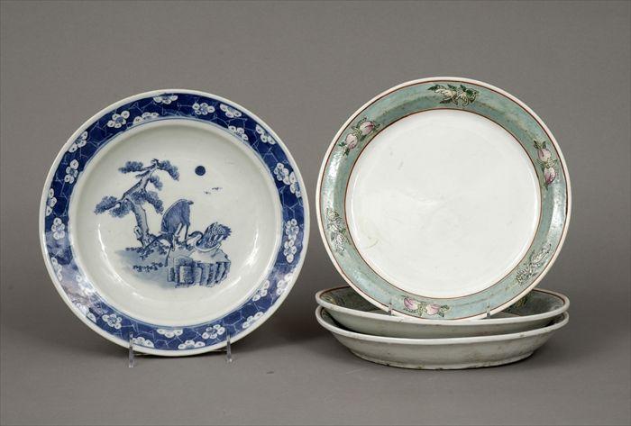 Appraisal: Three Chinese Famille Rose Porcelain Plates Together with a Chinese