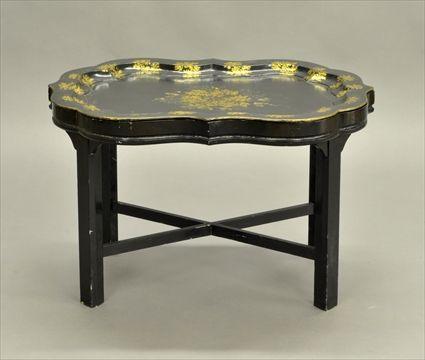 Appraisal: VICTORIAN PAPIER MACHE TRAY On later stand x x in