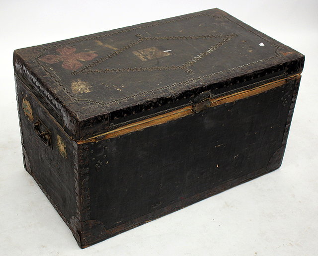 Appraisal: A TH CENTURY JOHN POUND CO STUDDED PINE TRUNK cm