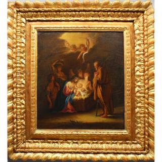 Appraisal: Adoration of Shepherds Oil on Canvas old master Circle of