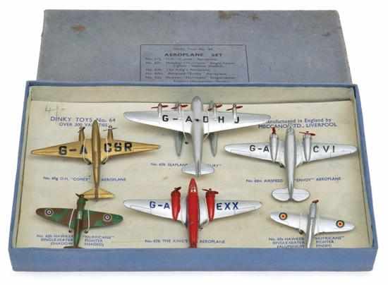 Appraisal: Pre-war Dinky Aeroplane Set including g De Havilland ''Comet'' gold