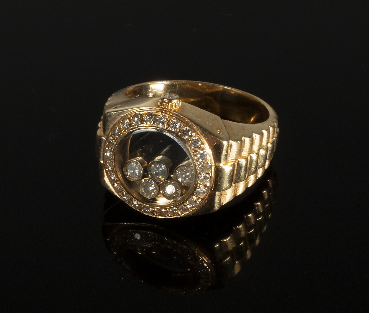 Appraisal: LADIES WATCH DESIGN RING K Yellow Gold Mounted Diamond Ring