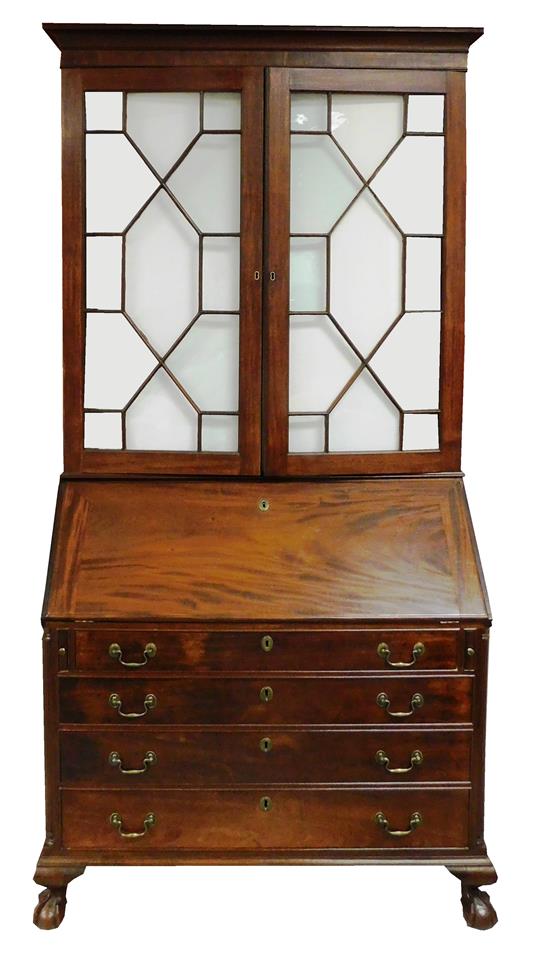 Appraisal: Bookcase and desk Chippendale form with early elements mahogany with