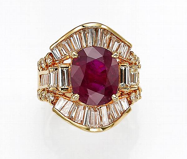 Appraisal: A ruby diamond and eighteen karat gold ring estimated ruby