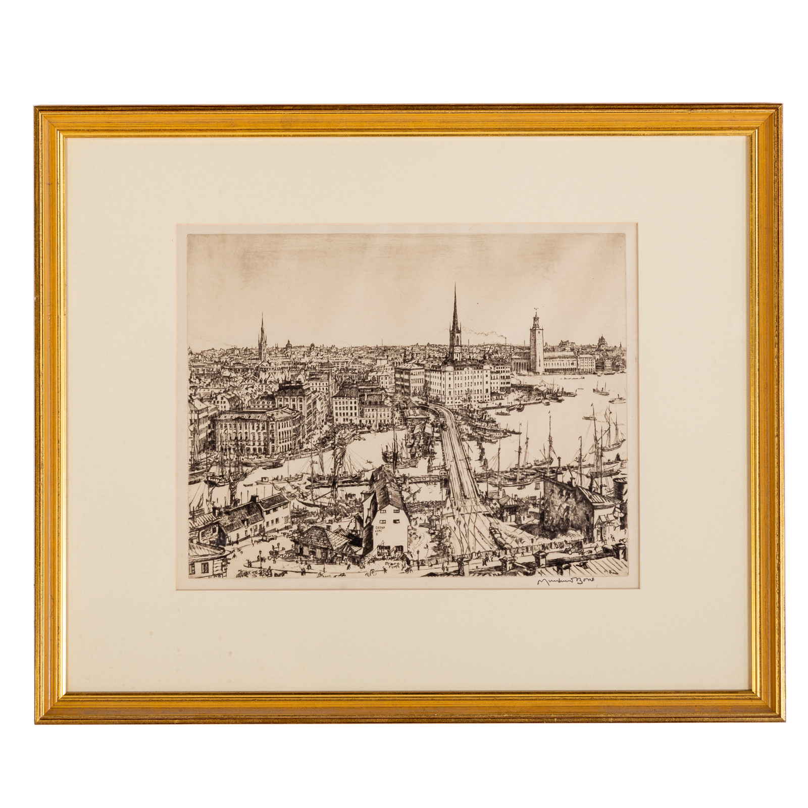 Appraisal: DAVID MUIRHEAD BONE STOCKHOLM ETCHING British - Etching pencil signed