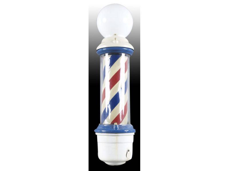 Appraisal: Electrified Barber Pole with Glass Dome Top and Me Description