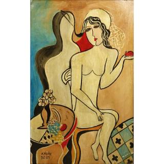 Appraisal: Attributed to Bela Kadar Hungarian - Oil on cardboard Nude