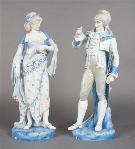 Appraisal: A Pair of French Bisque Porcelain Figures Height inches