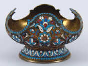 Appraisal: A cloisonne enamelled Russian silver standard footed bowl with four