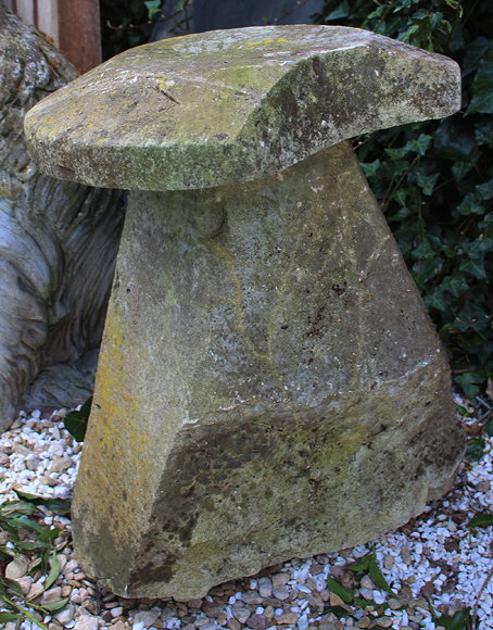 Appraisal: AN OLD STADDLE STONE approximately cm high a f