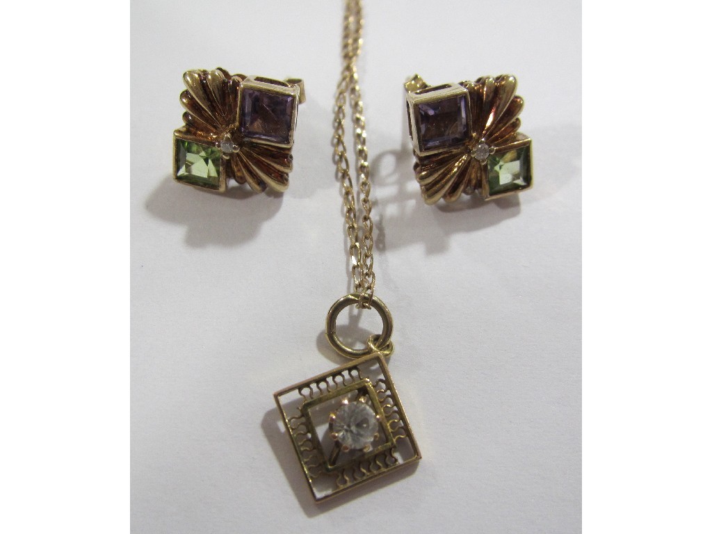 Appraisal: Lot comprising a pair of ct gold amethyst peridot and