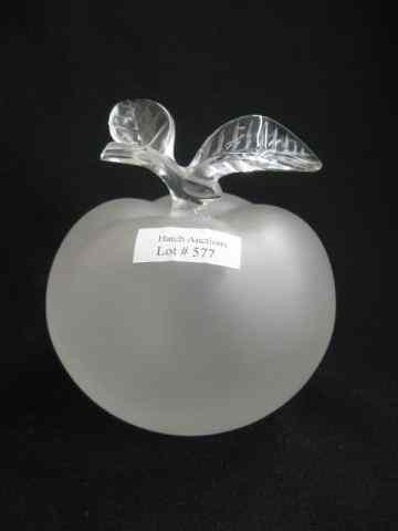 Appraisal: Lalique Crystal Figural Apple Perfume bottle frosted clear leaf stopper