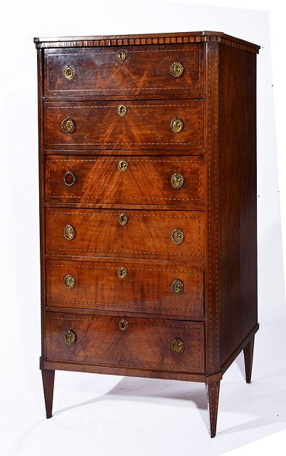 Appraisal: A TH CENTURY DUTCH WALNUT TALL CHEST OF DRAWERS with