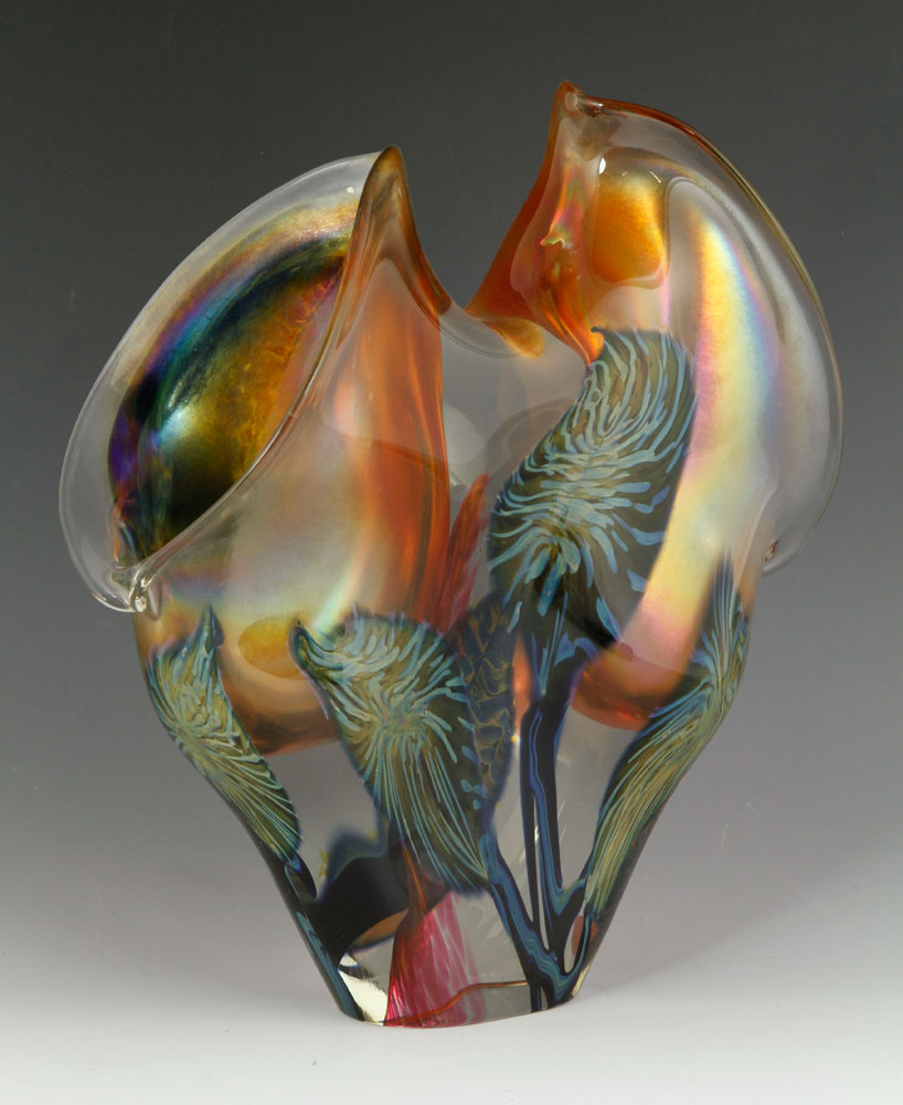 Appraisal: - David Lotton Glass Vase David Lotton glass vase signed