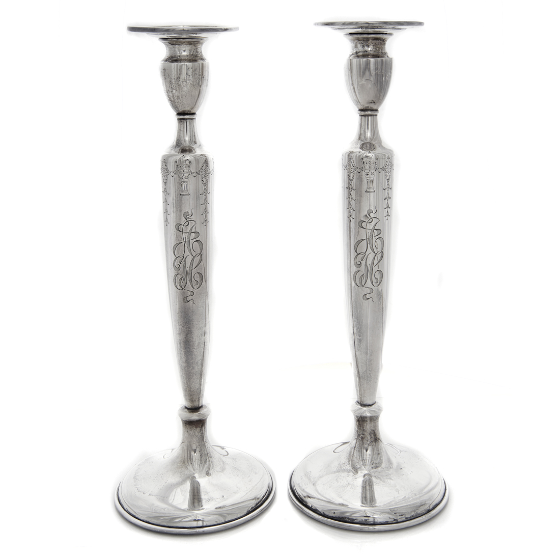 Appraisal: A PAIR BARBOUR SILVER CO STERLING WEIGHTED CANDLESTICKS A pair