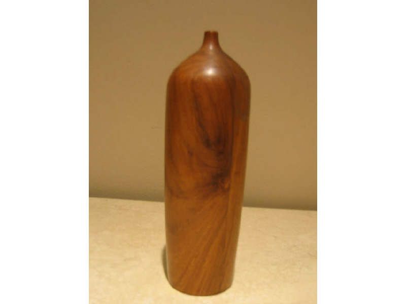 Appraisal: AMERICAN CRAFT TURNED WOOD VASE narrow cylindrical form with small